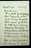 Autograph letter by Mrs Eleanor Furneaux to Harry Nelson Gay