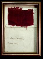 Piece of red damsk from Lord Byron’s honeymoon bed